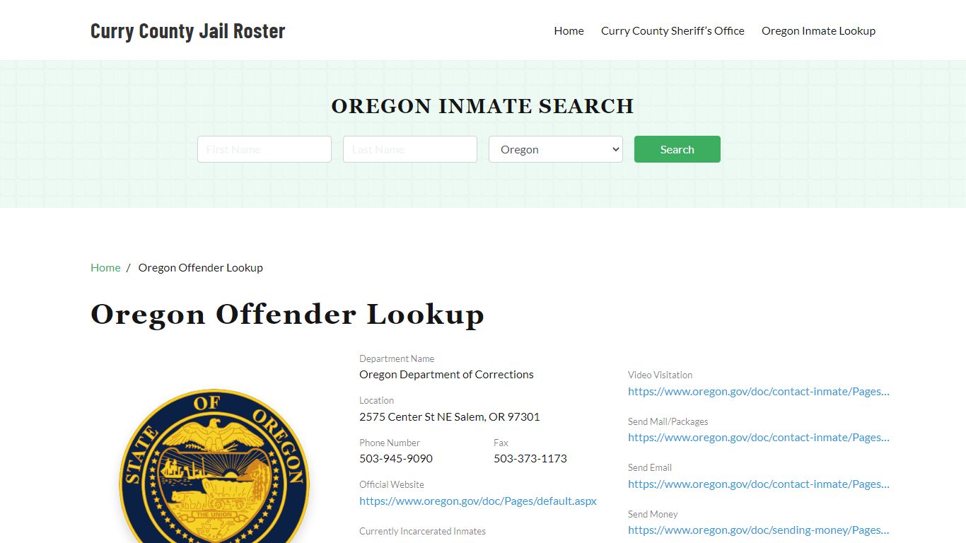 Oregon Inmate Search, Jail Rosters - Curry County Jail