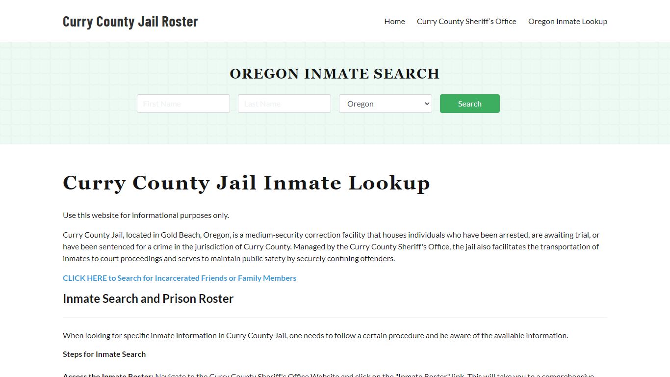 Curry County Jail Roster Lookup, OR, Inmate Search